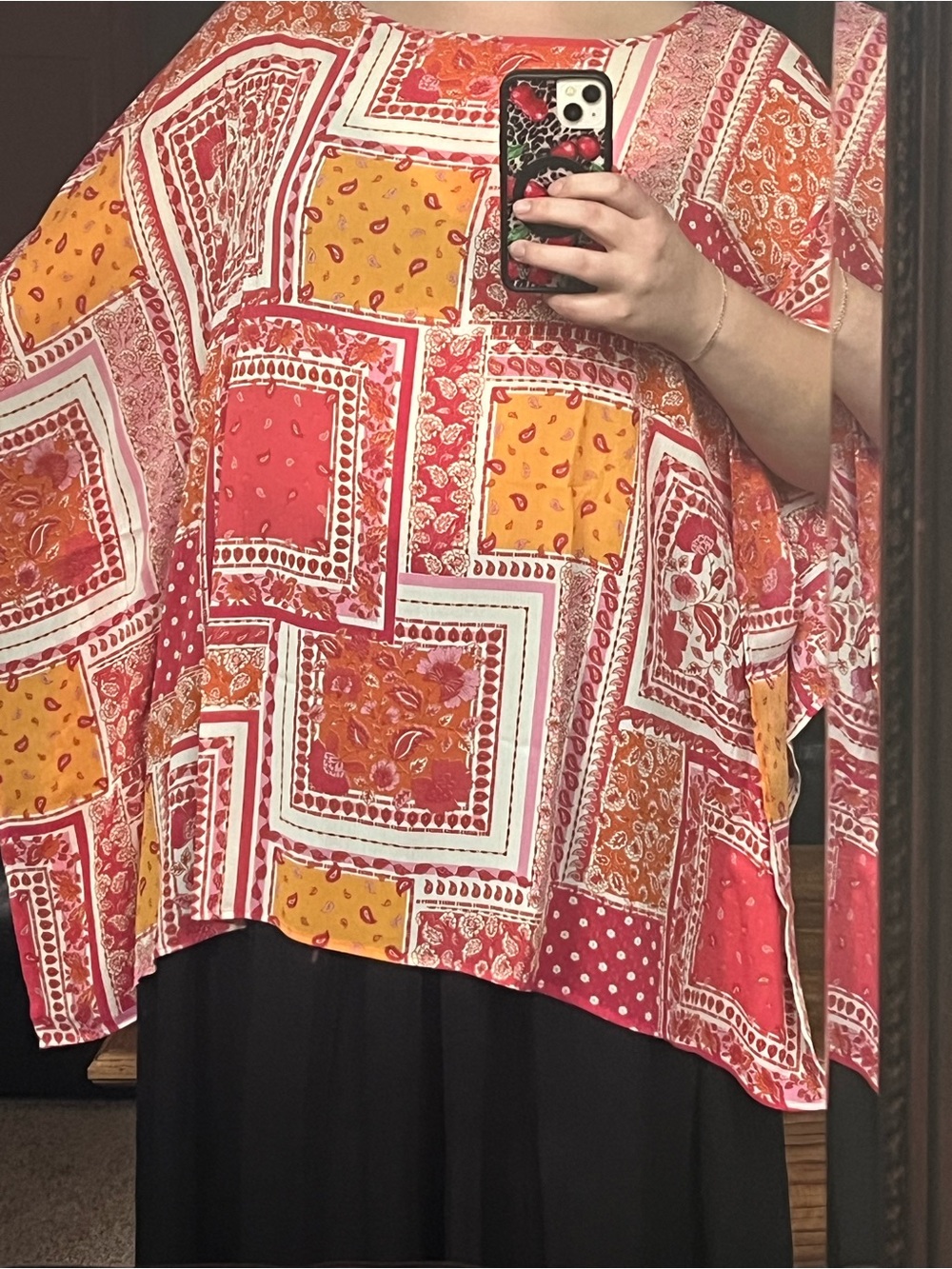Isaac Mizrahi Live! Pink and Orange Floral Bandana Top